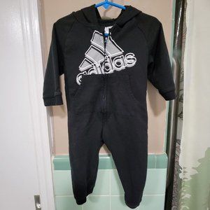 Adidas Logo Black One Piece Jumpsuit Hoodie Infant Size 12 Months‎